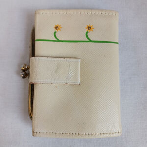 Vintage Lady Buxton Mini Wallet Coin Purse Yellow Sunflowers Dainty Leather